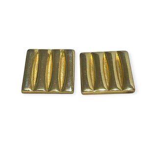 Vintage 80s,  Erwin Pearl Square Gold Tone Earrings